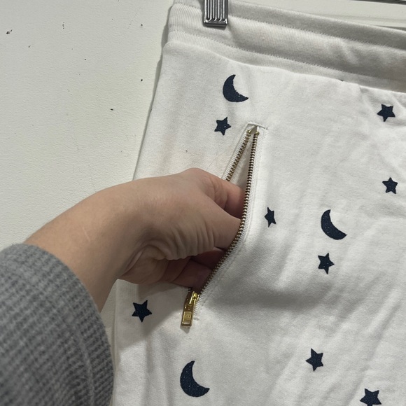 J. Crew Joggers white with stars Pocket zippers size S - Picture 5 of 12
